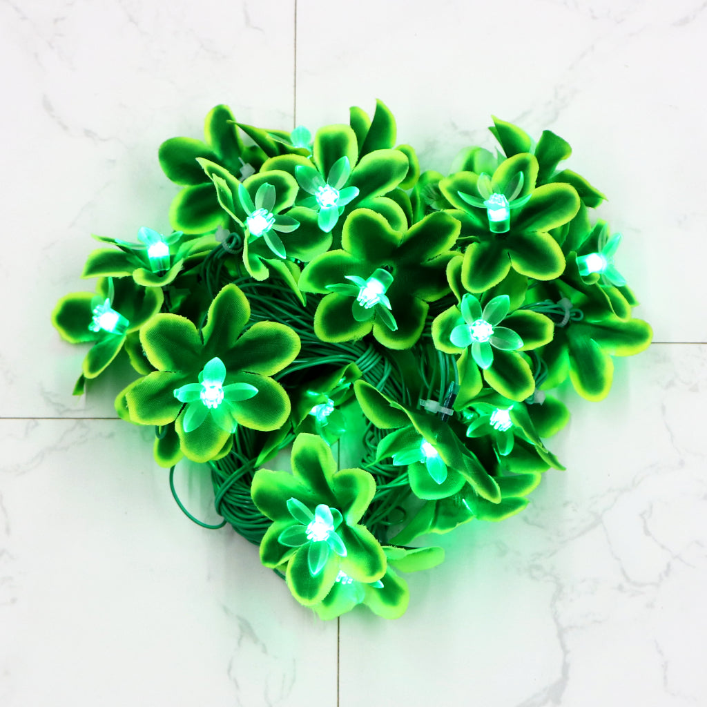 Green Silicon Flower 24 LED String Fairy Lights