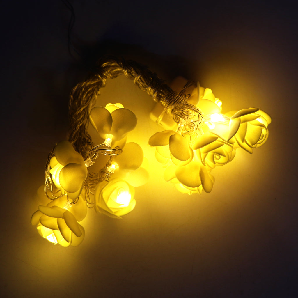 Small Yellow Rose 14 LED String Fairy Lights
