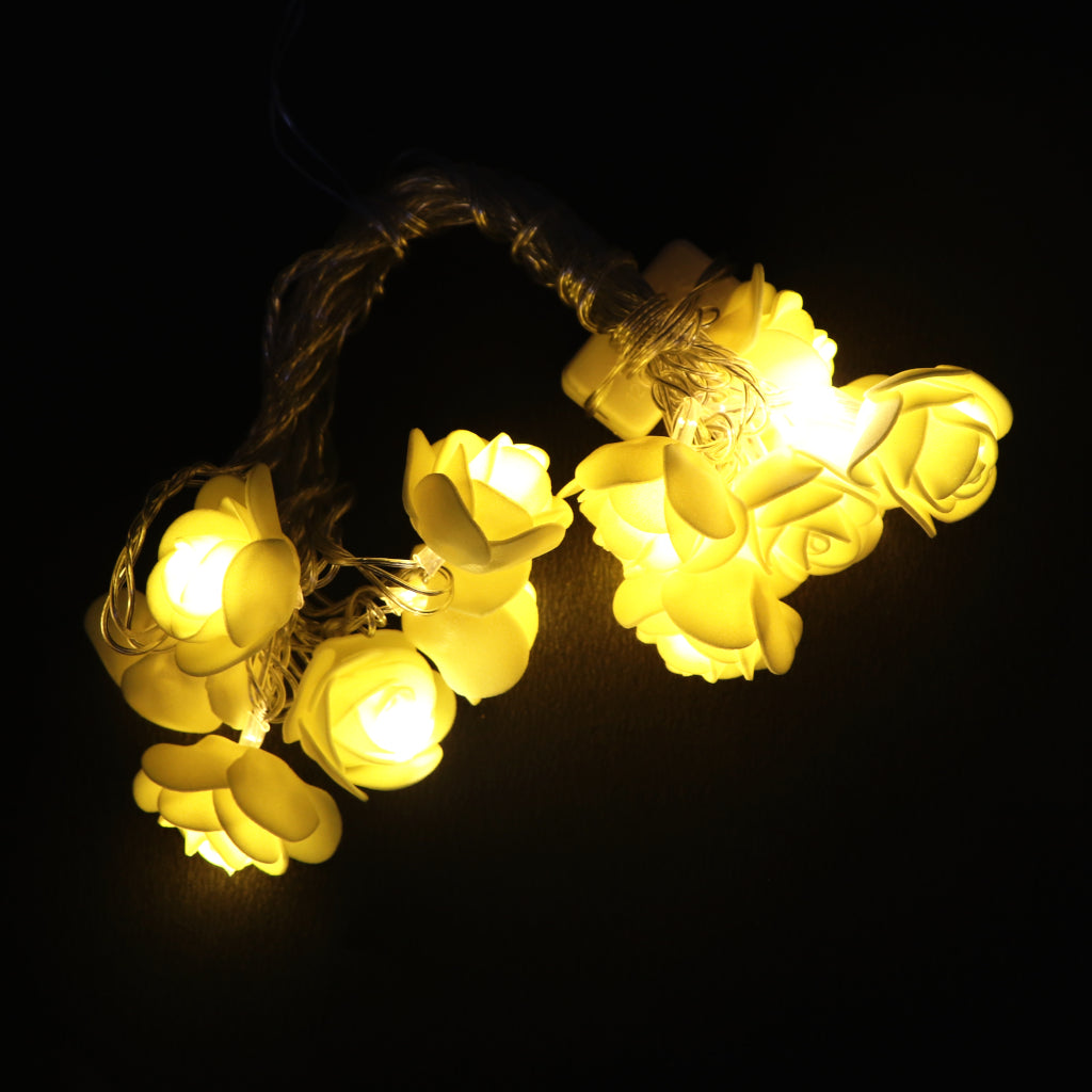 Small Yellow Rose 14 LED String Fairy Lights