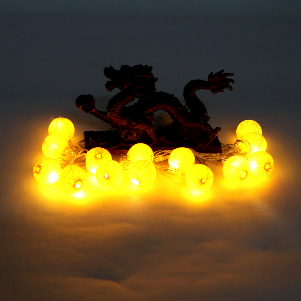 Mini Yellow Thread Balls 14 LED String Fairy Lights