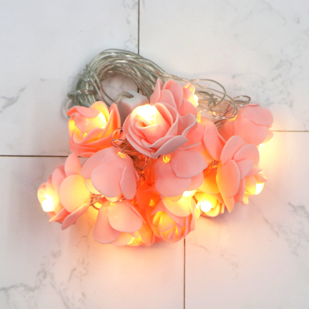 Small Lite Pink Rose 14 LED String Fairy Lights