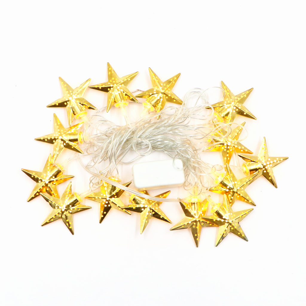 Metal Star Shape 14 LED Golden String Lights