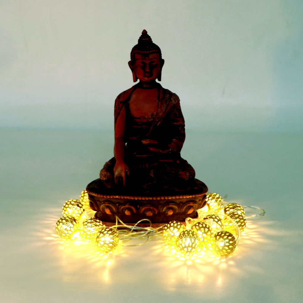 Metal Ball Shape 14 LED Golden String Lights