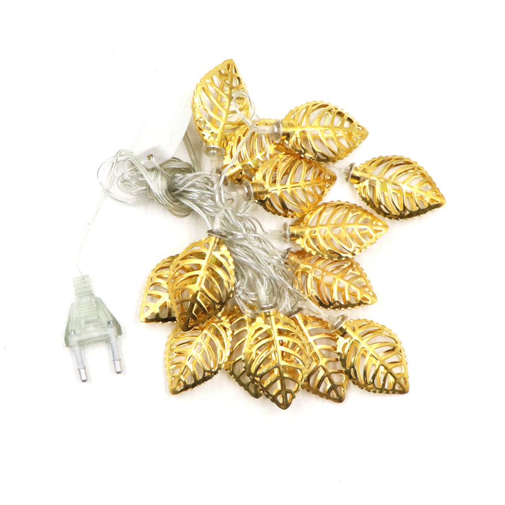Metal Leaf Shape 14 LED Golden String Lights
