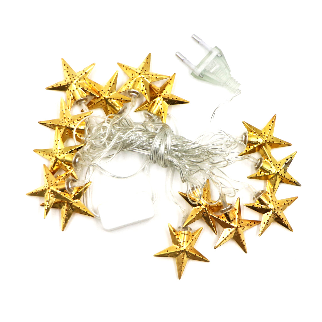 Metal Star Shape 14 LED Golden String Lights