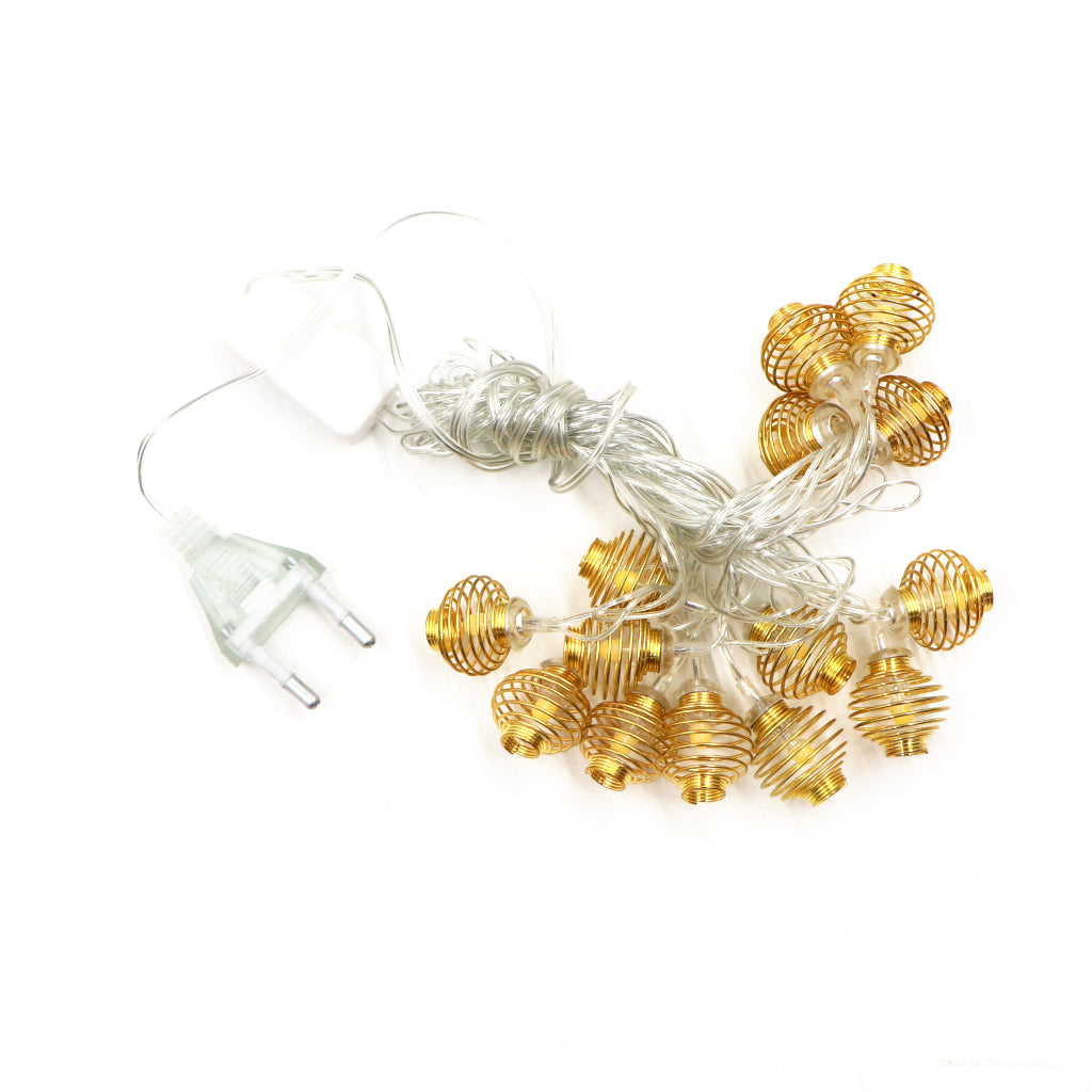 Metal Spring Shape 14 LED Golden String Lights