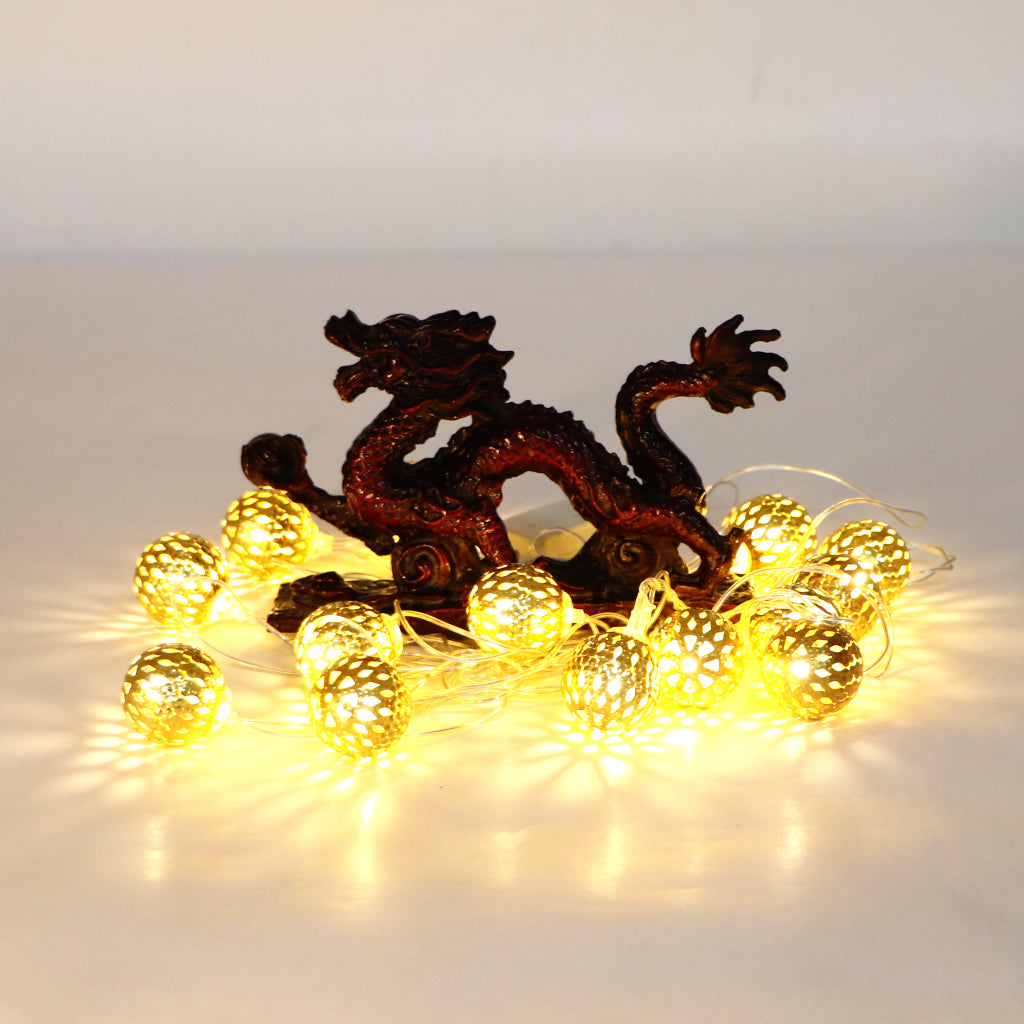 Metal Ball Shape 14 LED Golden String Lights