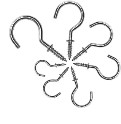 0.5in/13mm Mini J Hook Stainless Steel Ceiling Hooks Cups Screw Holder