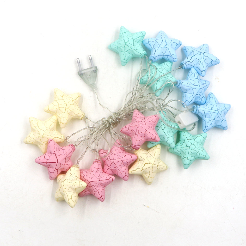Crack Star Shape 16 LED Pastel String Lights