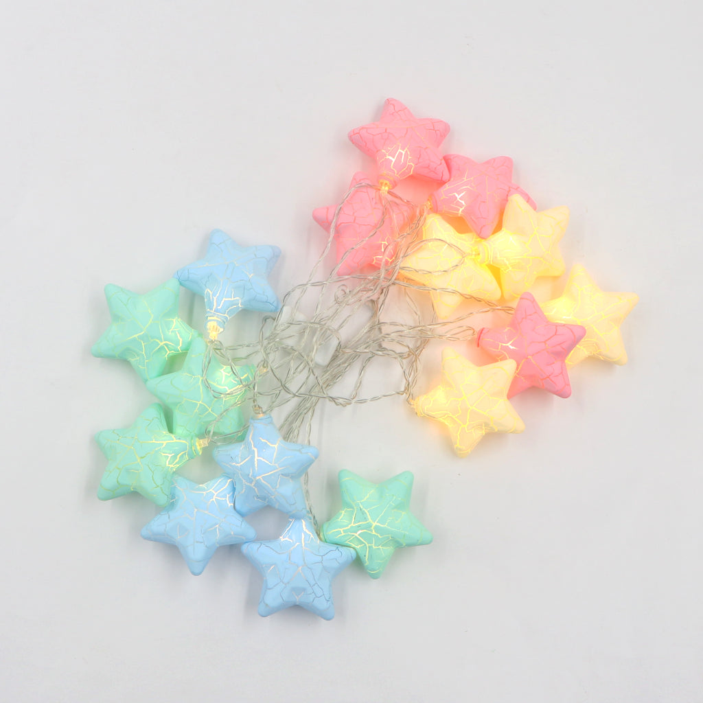 Crack Star Shape 16 LED Pastel String Lights