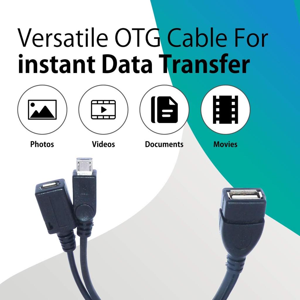 Micro USB Male to 2.0 Female Host OTG Cable with Adapter and Power Y Splitter