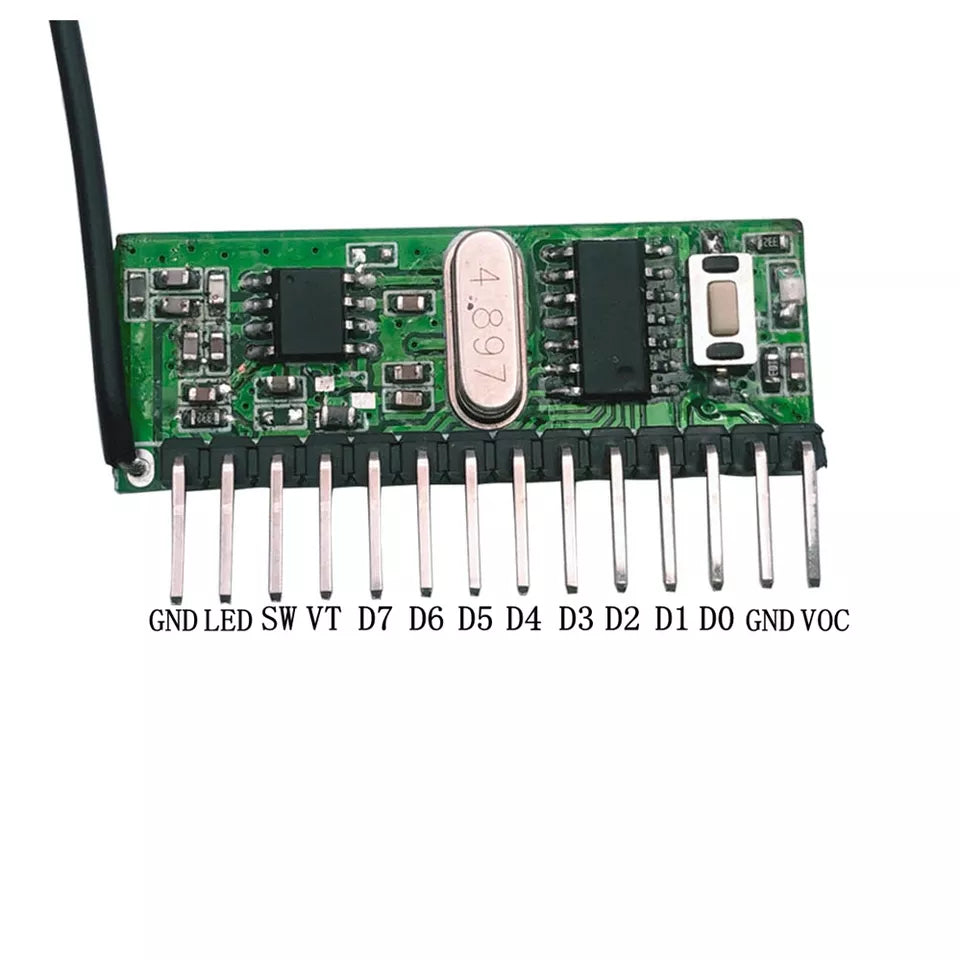 QIACHIP 433/315Mhz Wireless Receiver Learning Code 1527 Fixed code 2260 Decoding Module 8 Channel Output Learning Button