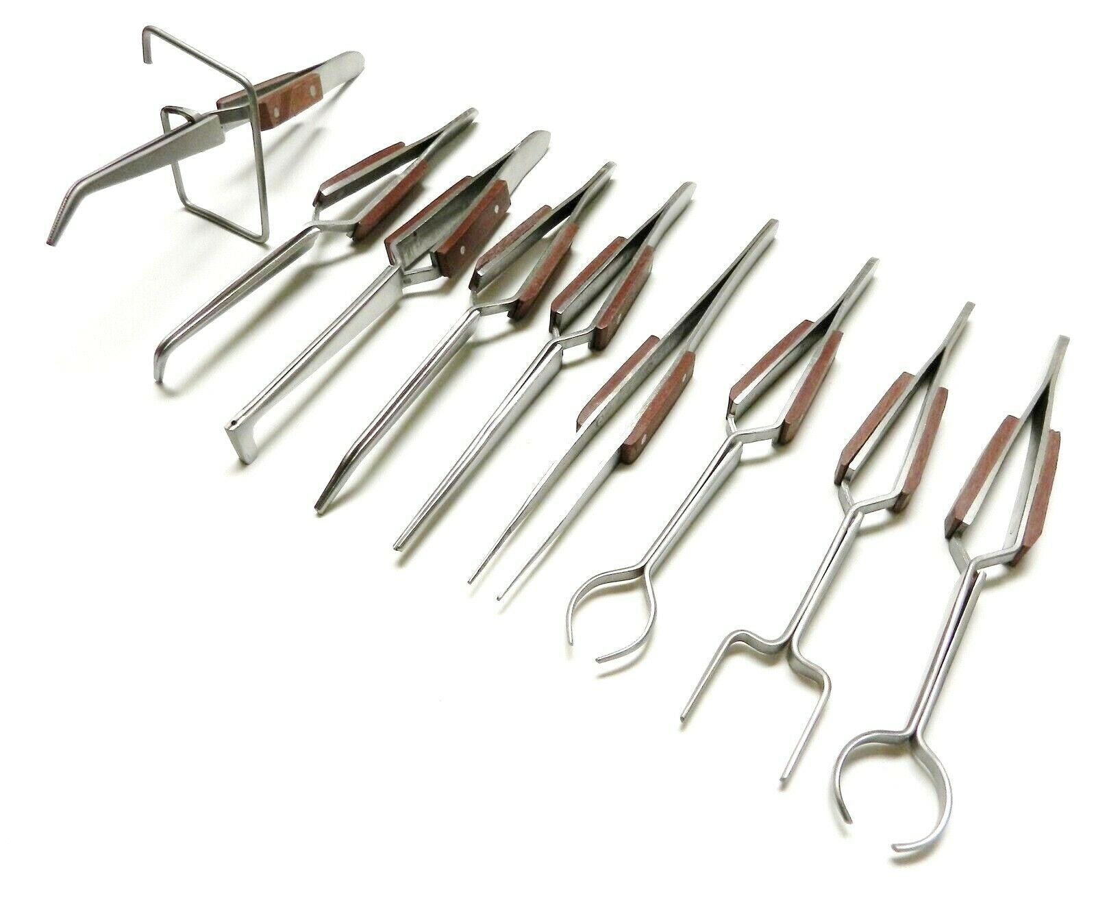Straight Tip Cross Locking Stainless Steel Self Closing Tweezer with Fiber Handle