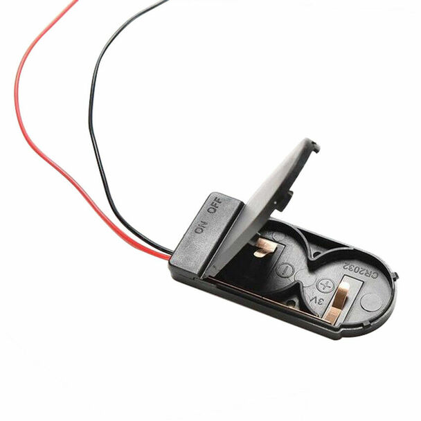 CR2032 CR2025 2XCoin Cell Battery Rectangular Holder with Toggle Switch & Wire