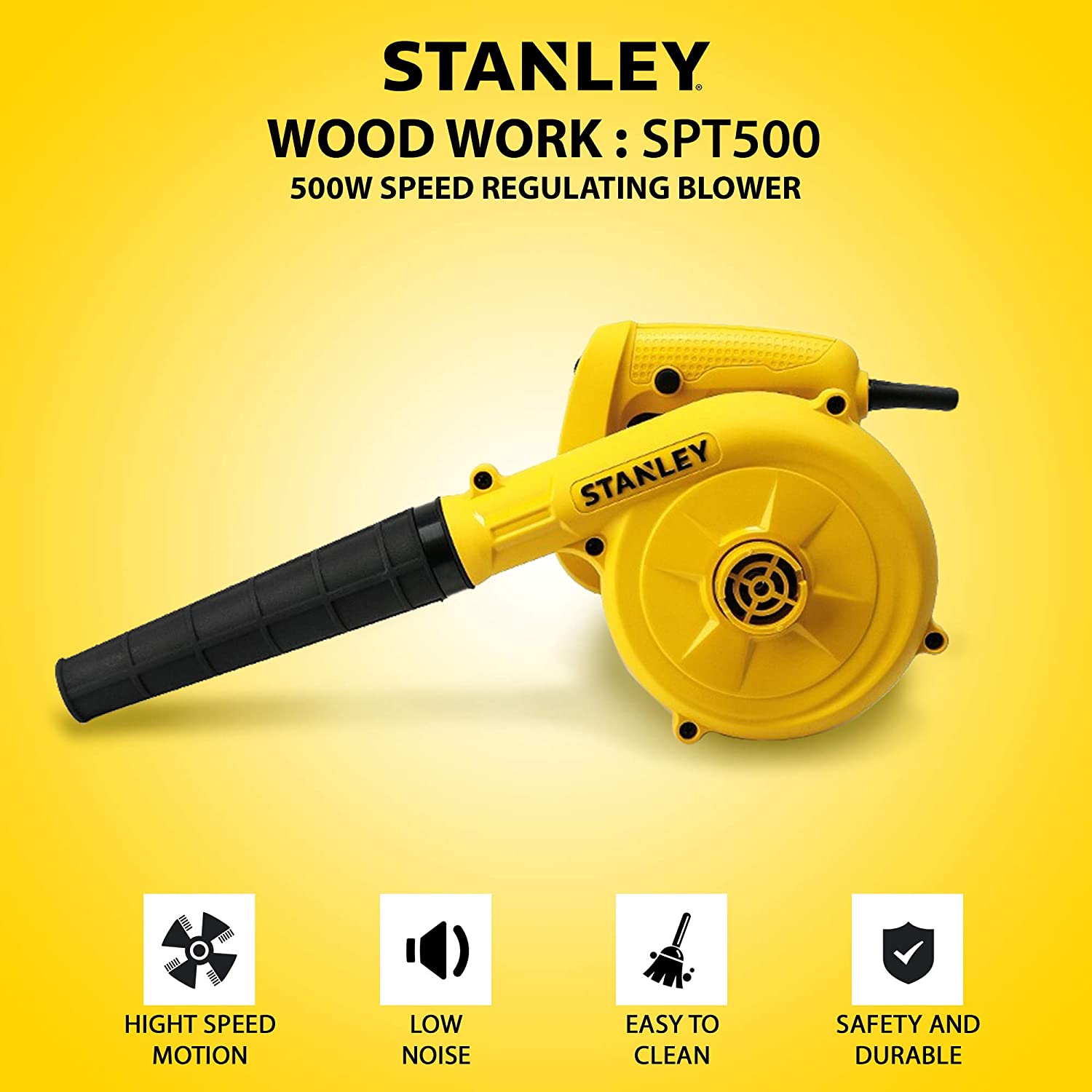 Stanley: 500W Plastic Single Speed Premium Air Blower