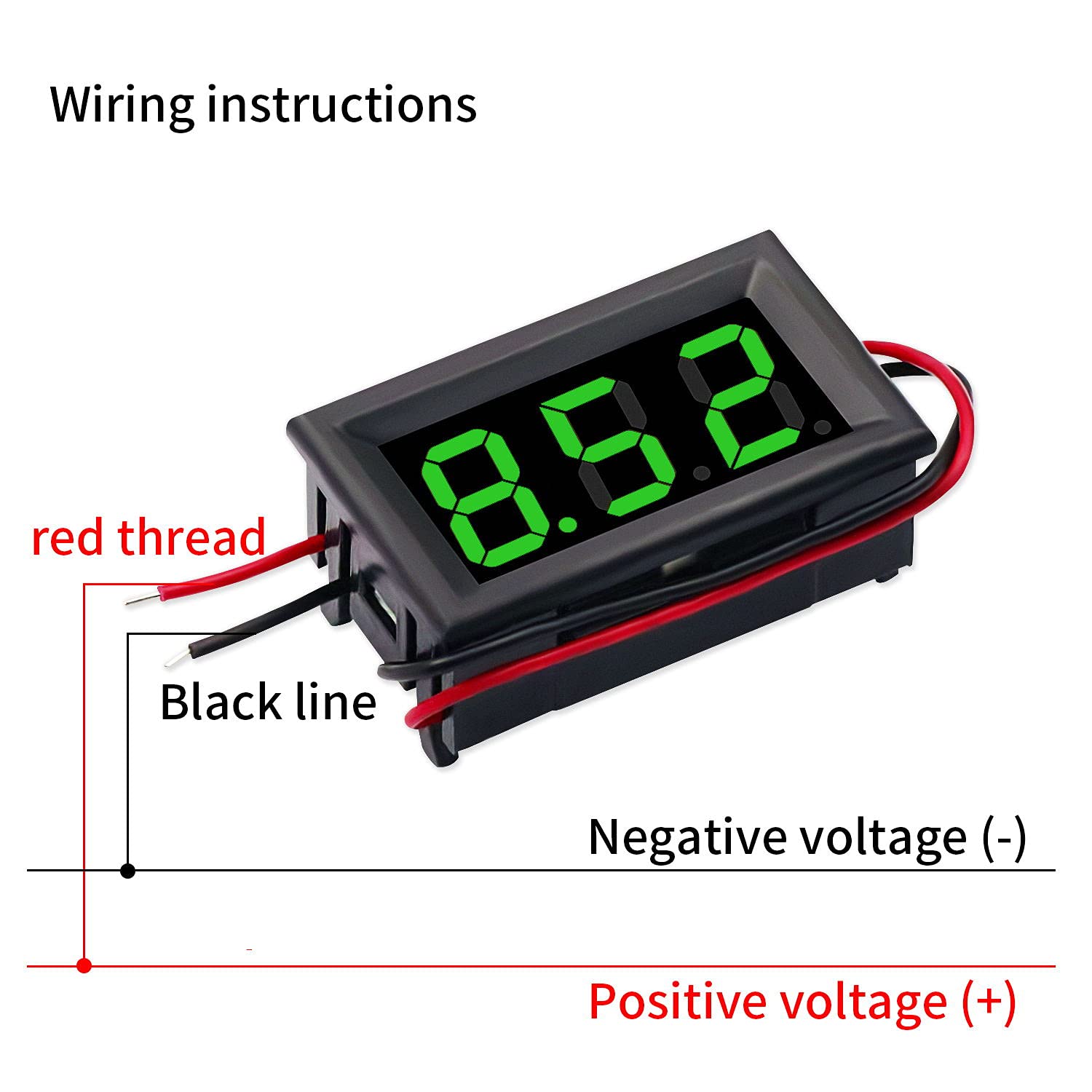 Demiawaking Digital-Voltmeter – 0,56 Zoll LED, Messbereich 4,5-30V DC, 2-Draht-Montage, Farbe Grün