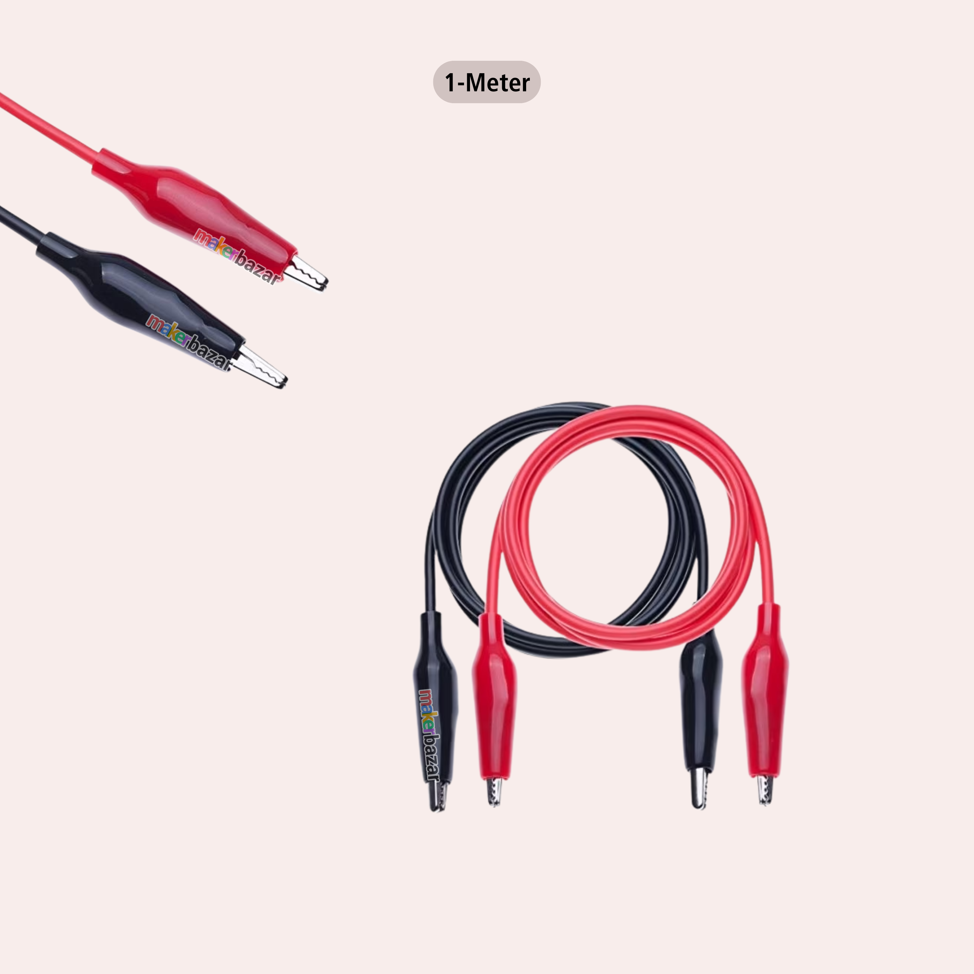 Alligator Crocodile Clips Electrical Test Lead Wire Red+Black (Pair)