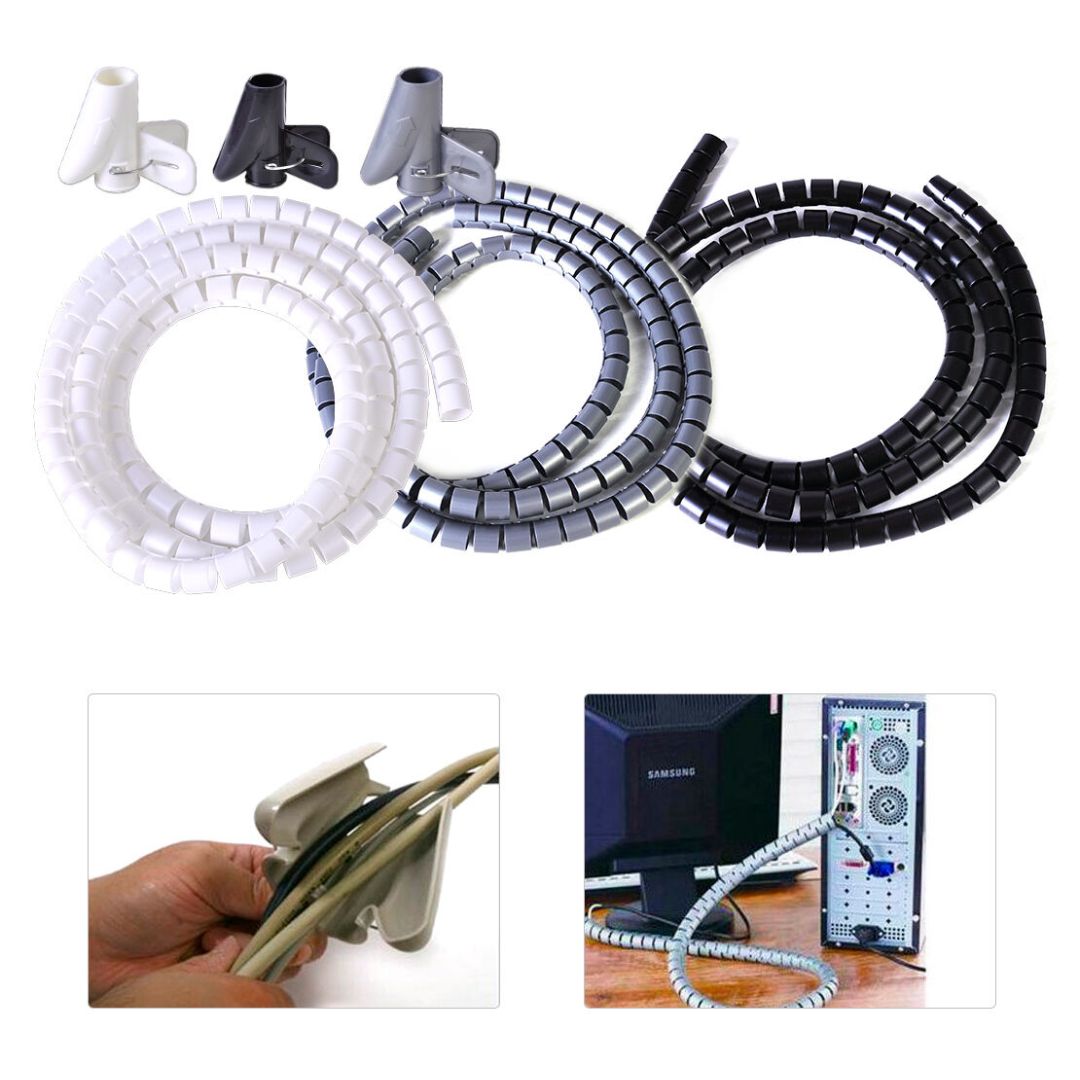 1.5M Spiral Cable Organizer Wrap with Clip