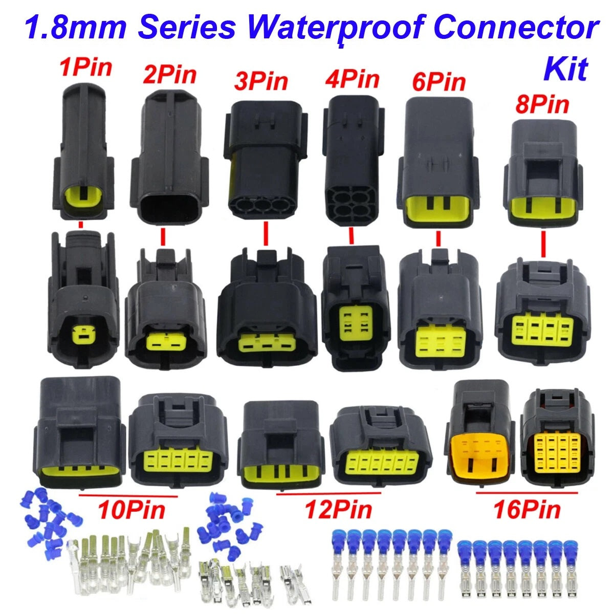 1.8mm Male+Female Waterproof Electrical Connector Plug for Car Automotive [Pair]