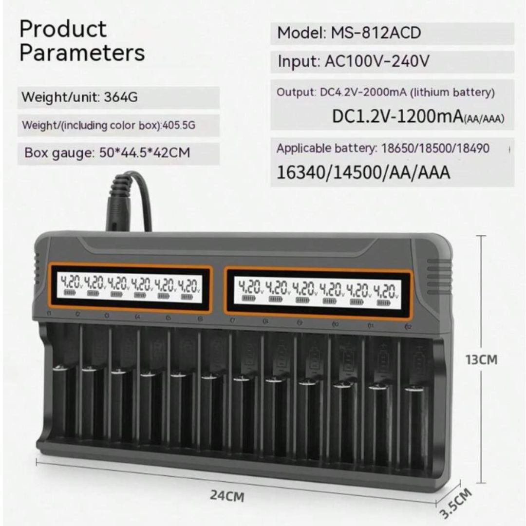 100V-240V Intelligent LCD Smart Battery Charger