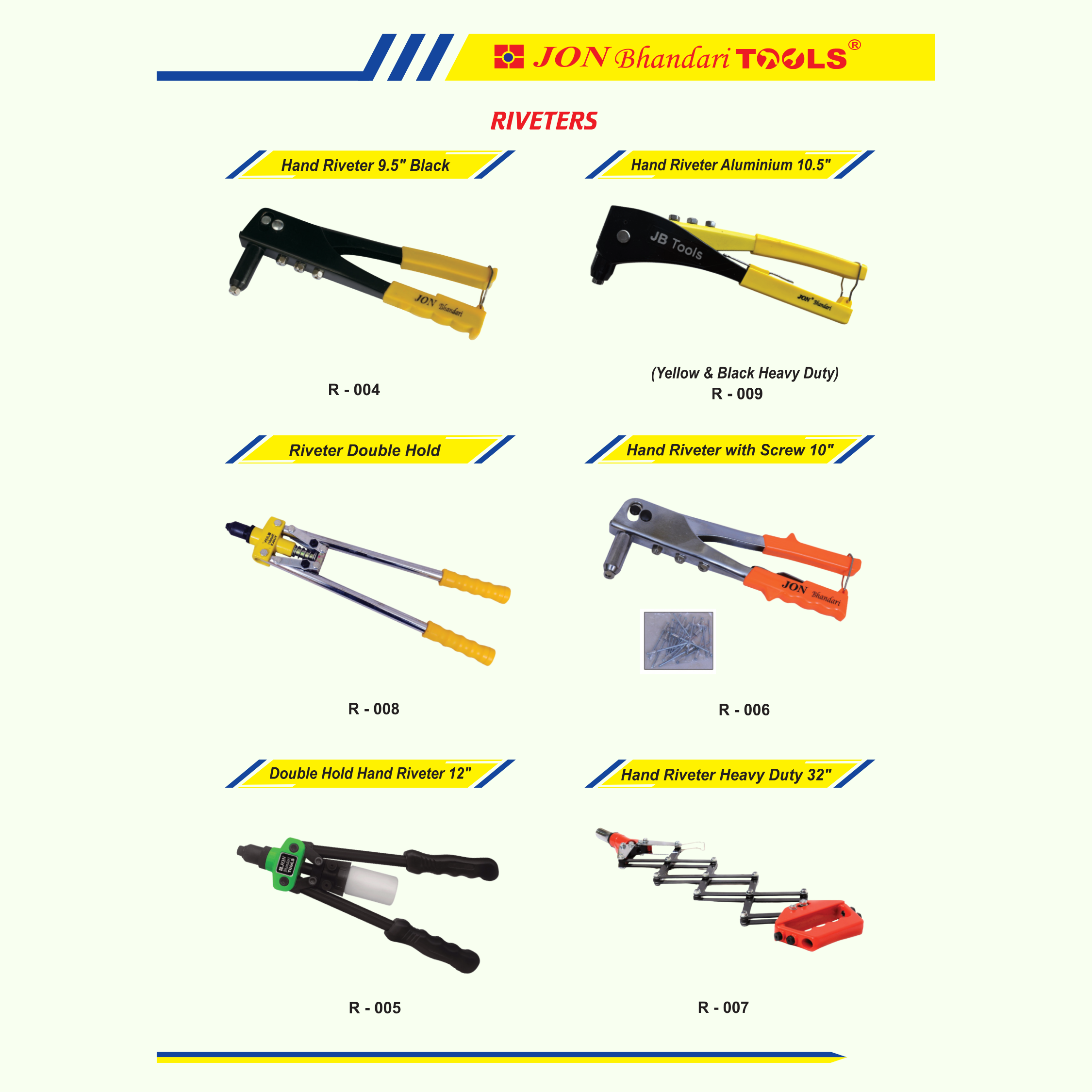 Jon Bhandari Hand Riveter / Pop Rivet Gun – Heavy Duty Manual Riveting Tool