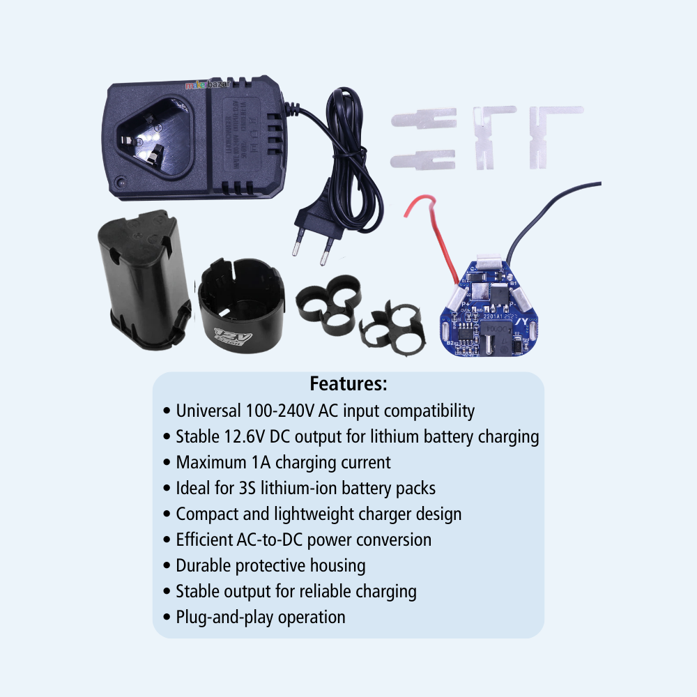 Lithium Battery Case Kit and Charger for Cordless Drill Machine