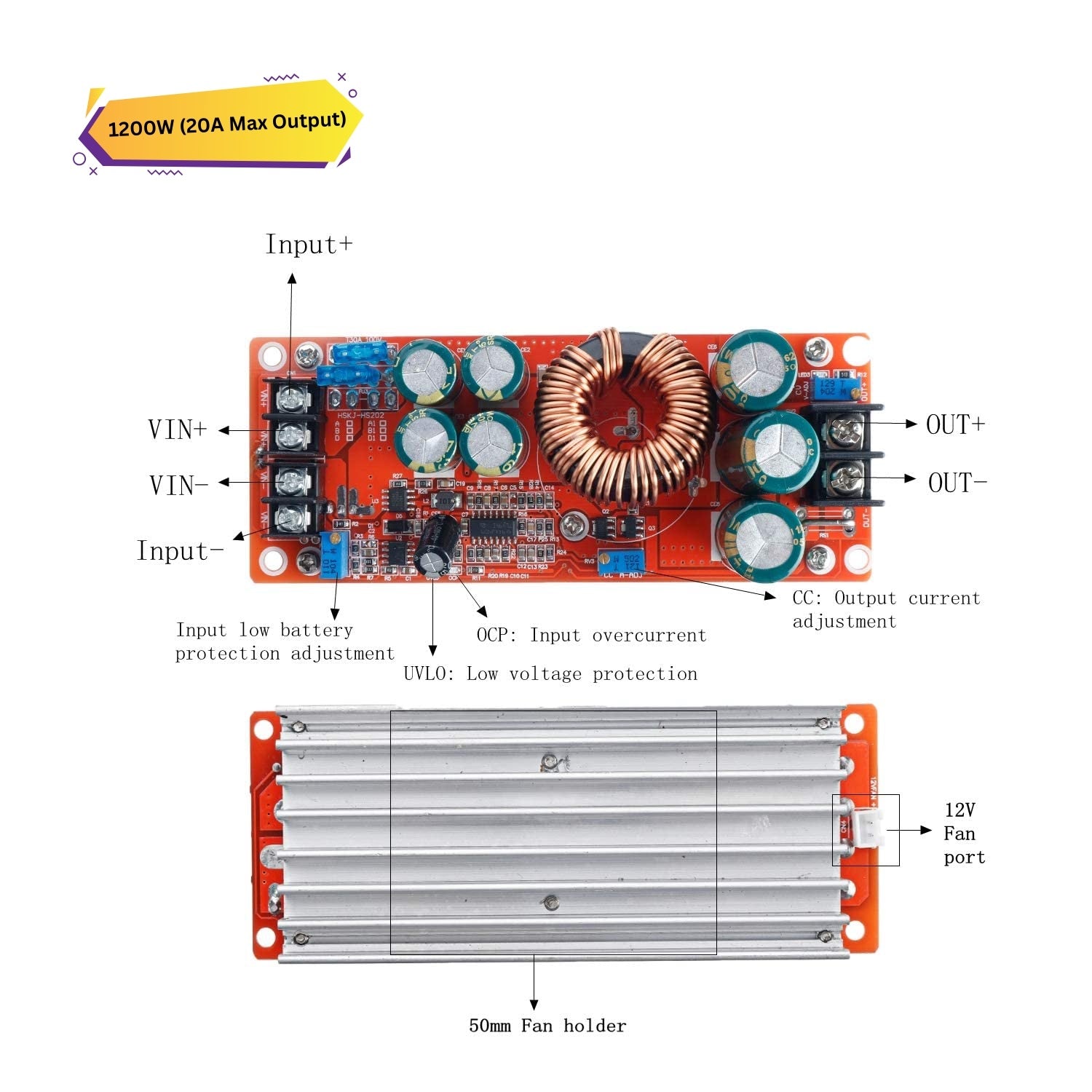 10-60V To 12-90V DC-DC Boost Converter Step-Up Power Supply Module Adjustable Voltage Charger