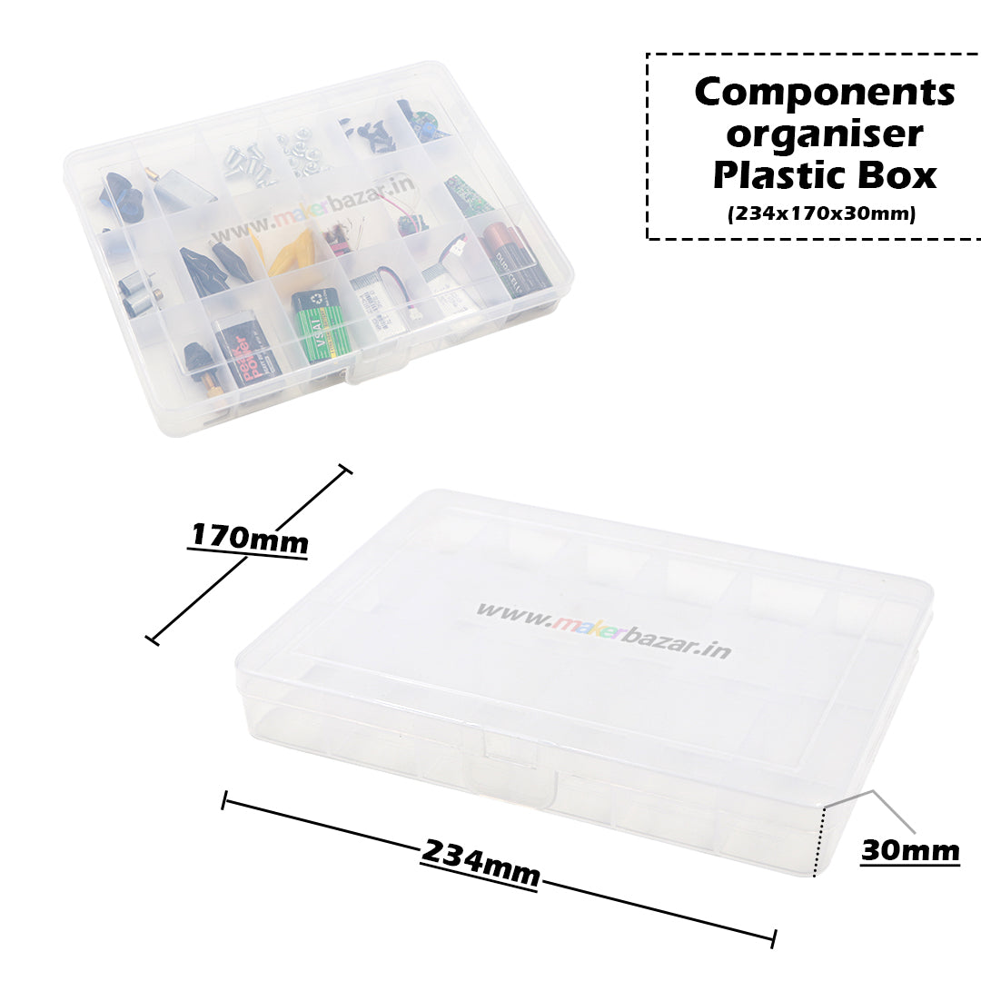 Uniform Fixed Partition Clear Plastic Box Component Organiser