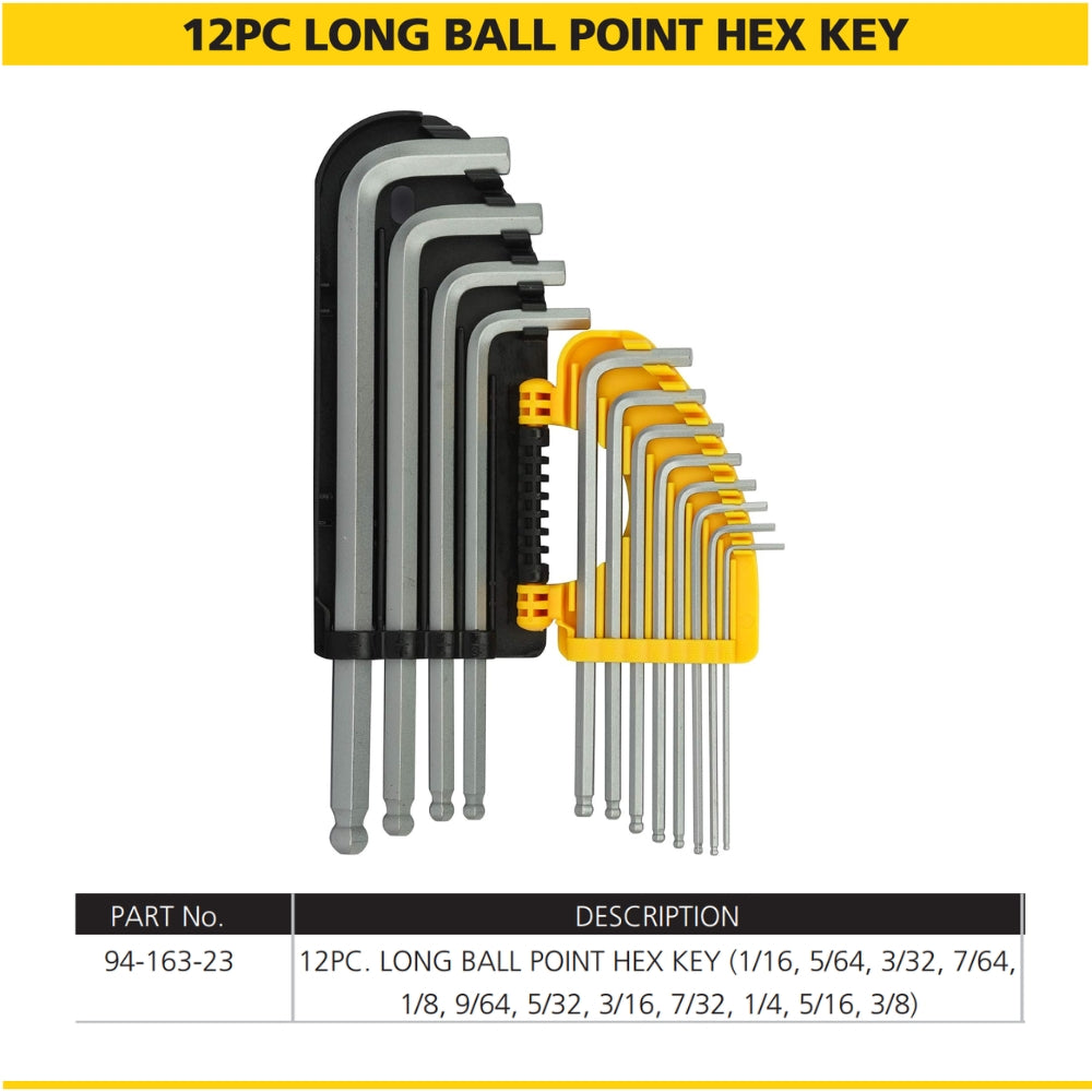 Stanley 94-163-23 12-Piece Imperial Ball End Long Hex Key Set