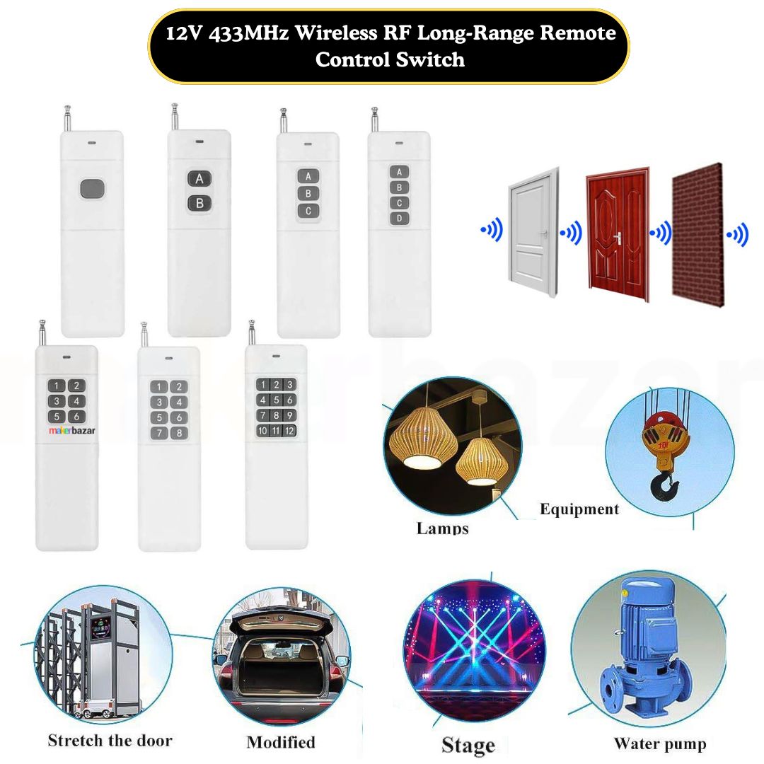 Shop 12V 433MHz Wireless RF Remote Switch | Makerbazar