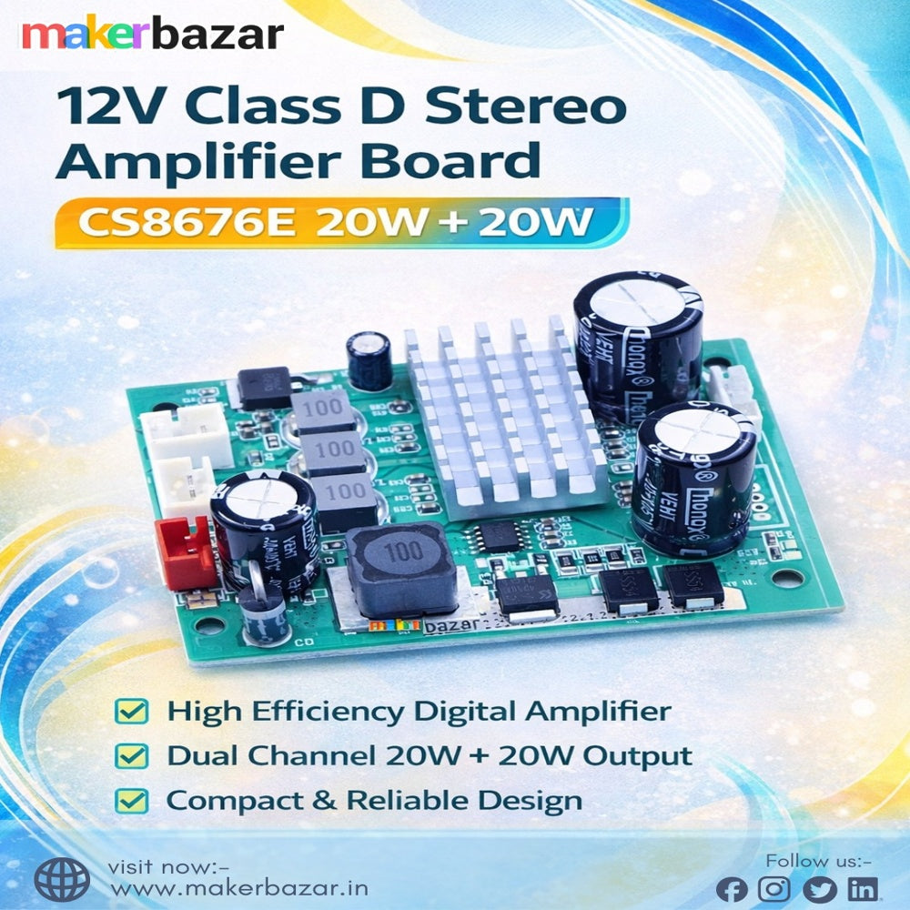 12V Class D Stereo Amplifier Board CS8676E 20W Plus 20W