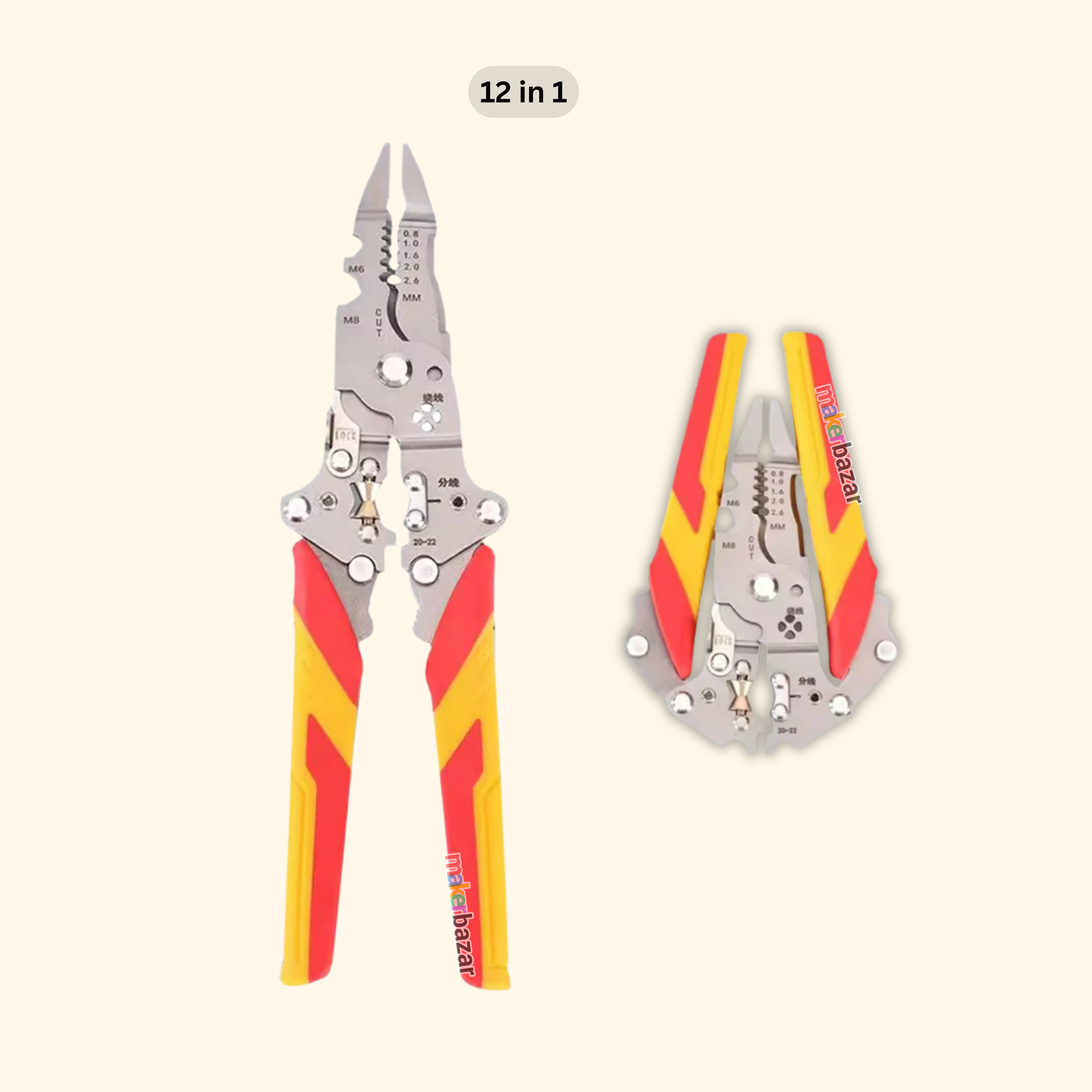 Foldable Multifunctional Wire Stripper Crimper Cable Cutter Pliers