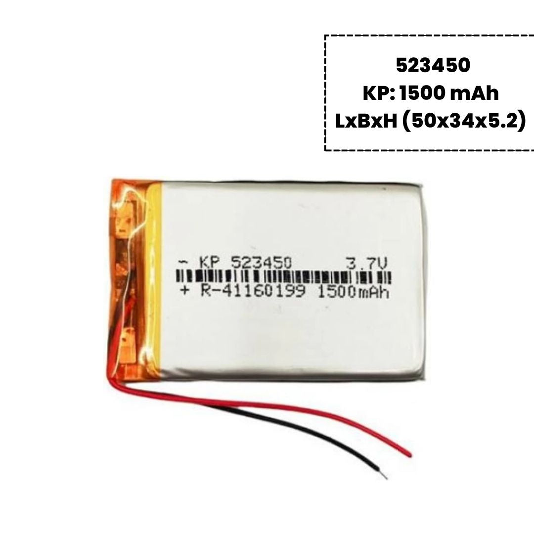 KP: 3.7V 1500mAh Lipo Battery - Single Cell Lithium Polymer Battery