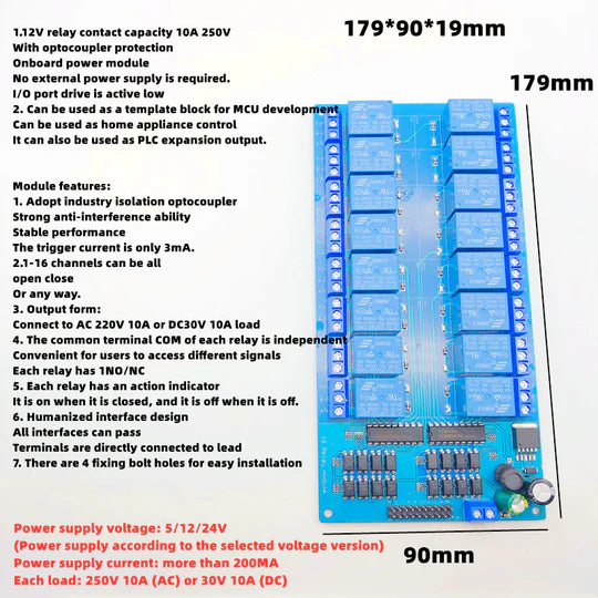 Blue Relay Board Module with Low Level Trigger Optocoupler