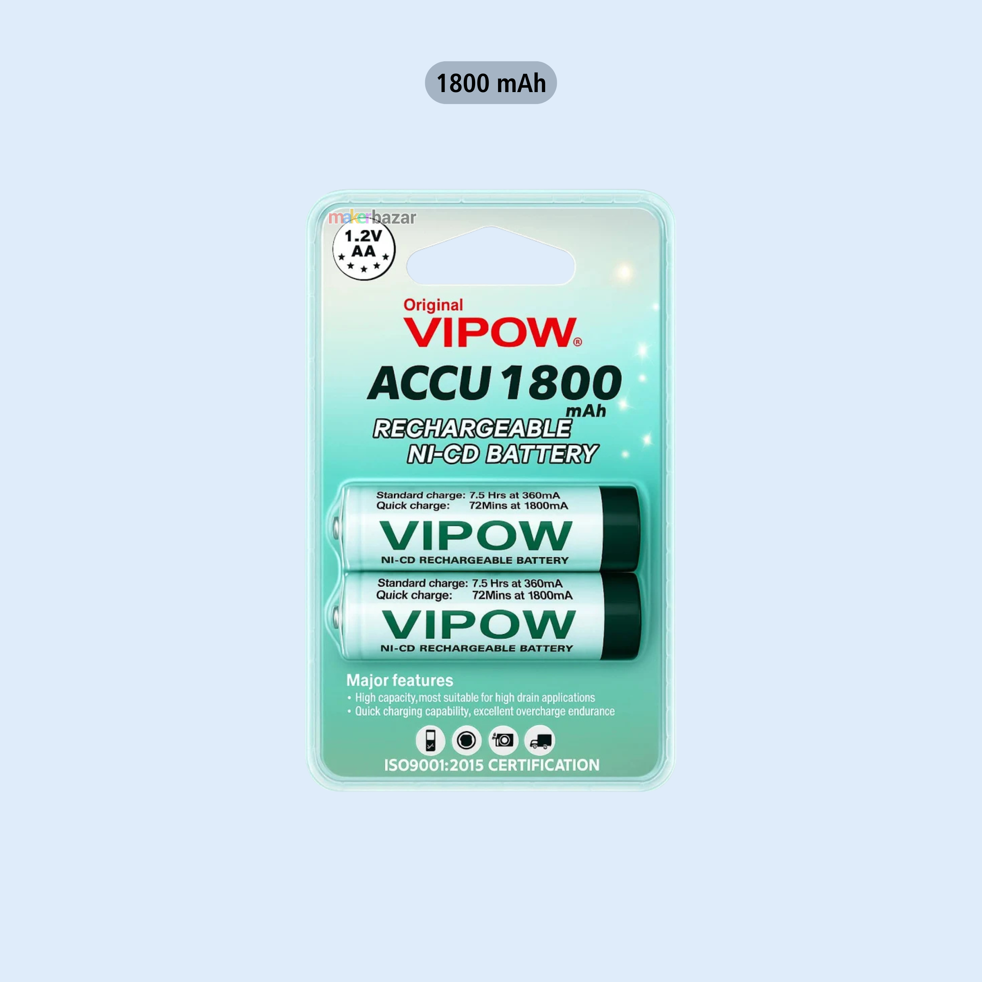 Vipow: 1.2V Ni-Cd Rechargeable Battery Cell
