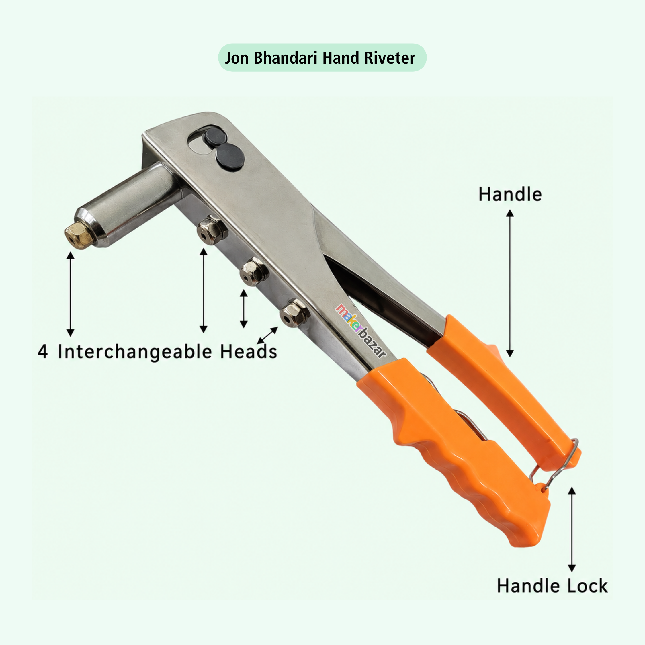 Jon Bhandari Hand Riveter / Pop Rivet Gun – Heavy Duty Manual Riveting Tool