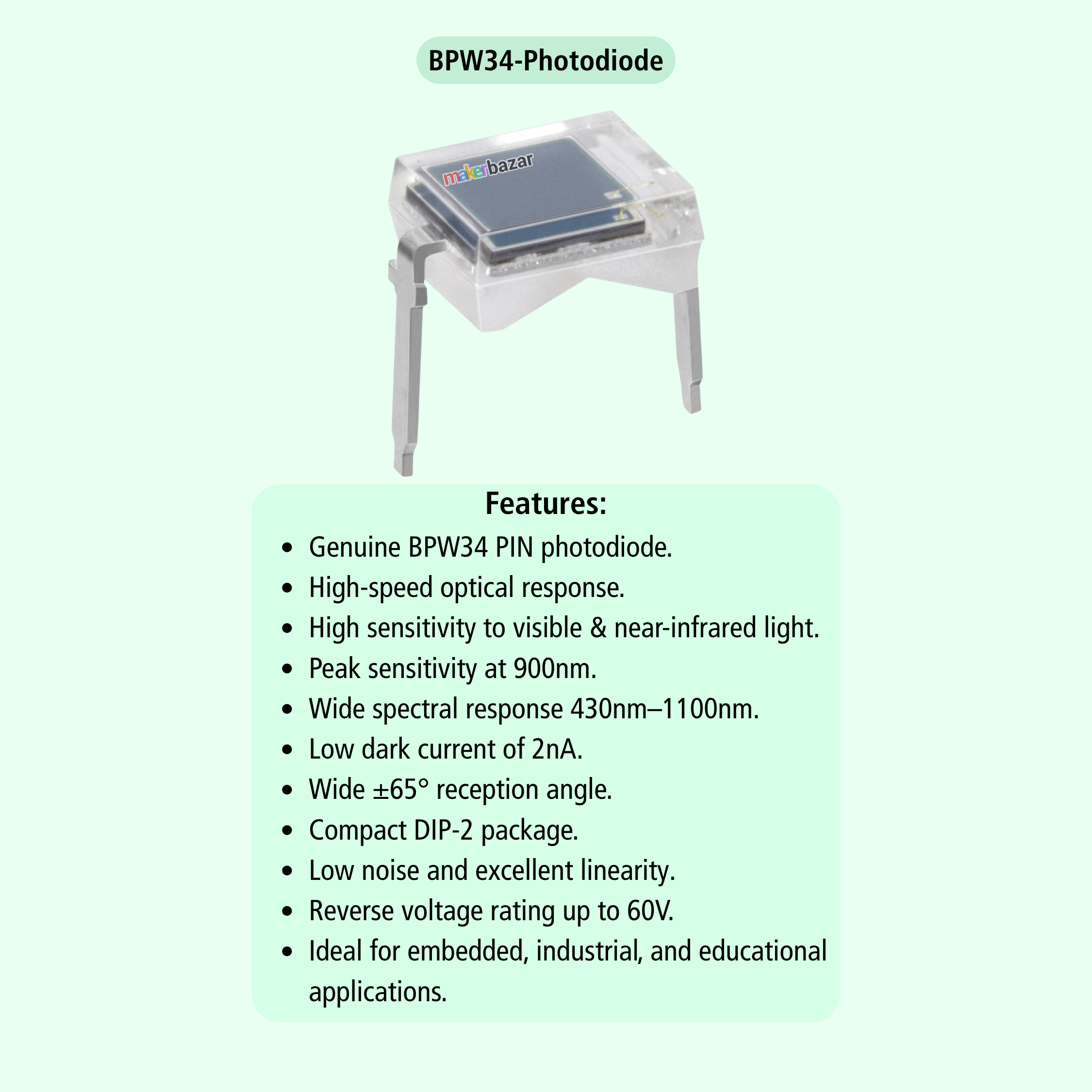 BPW34 PIN Photodiode Sensor
