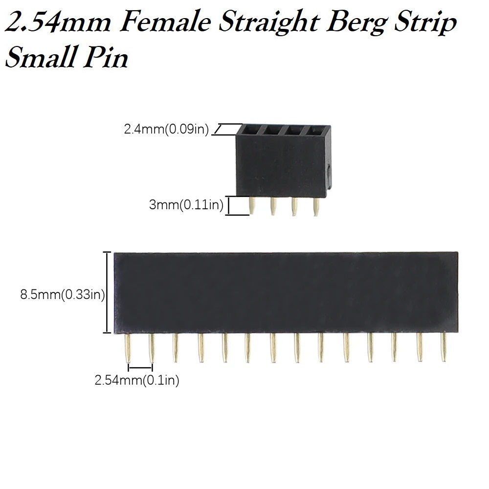 Female Berg Strip 2.54mm Straight Header Pin