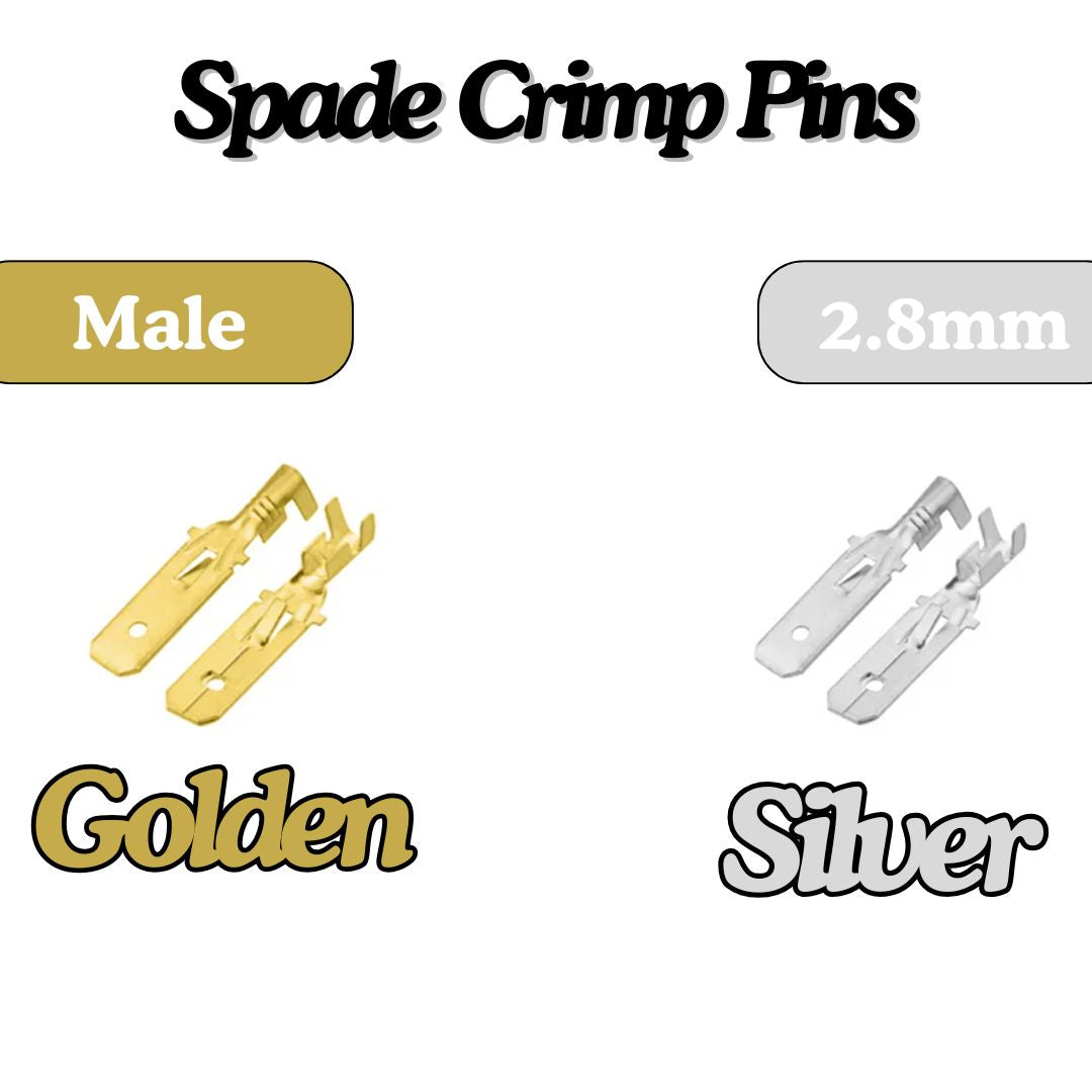 Lugs Thimble Pins Non-Insulated Spade Crimp Battery Connectors [Random Colour]