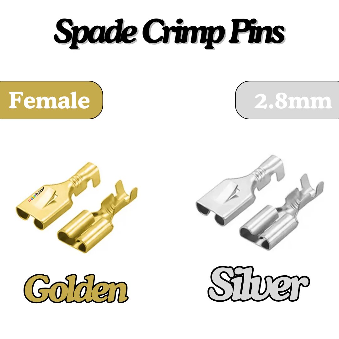 Lugs Thimble Pins Non-Insulated Spade Crimp Battery Connectors [Random Colour]