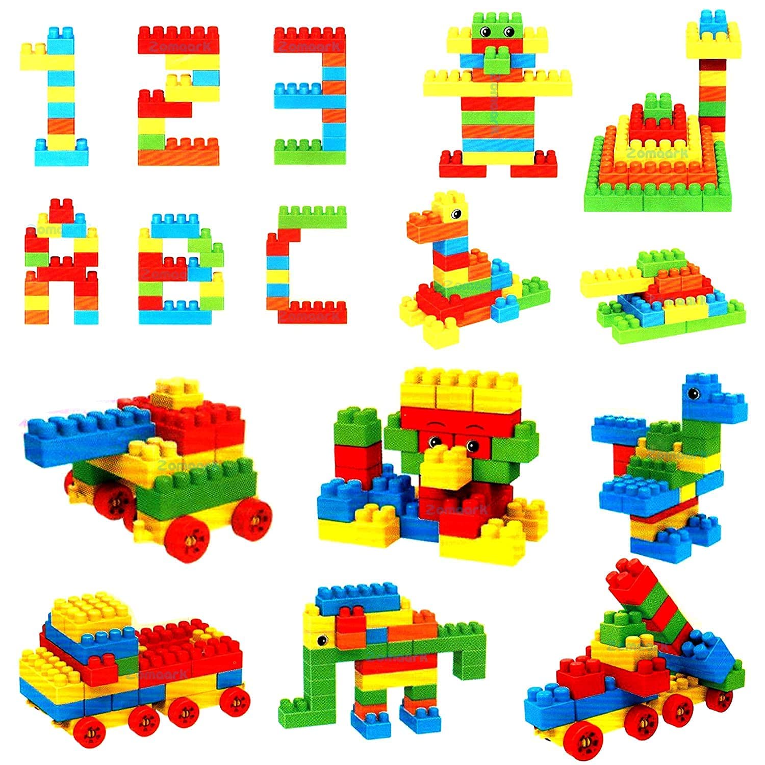 200 Piece Building Blocks for Kids with Wheel Blocks Game Toy Set