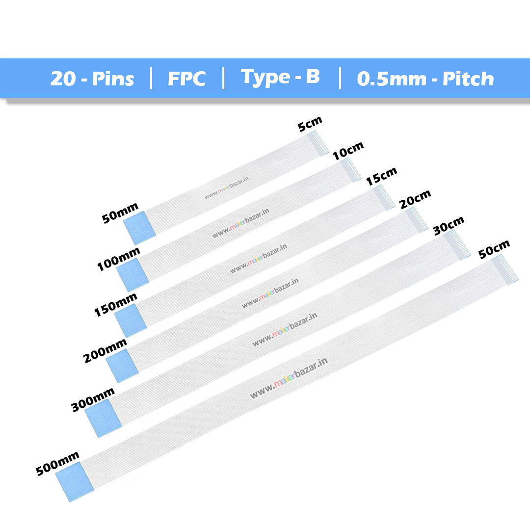 [Type-B] 0.5mm-Pitch 20-Pins FPC Reverse Ribbon Flexible Flat Cable