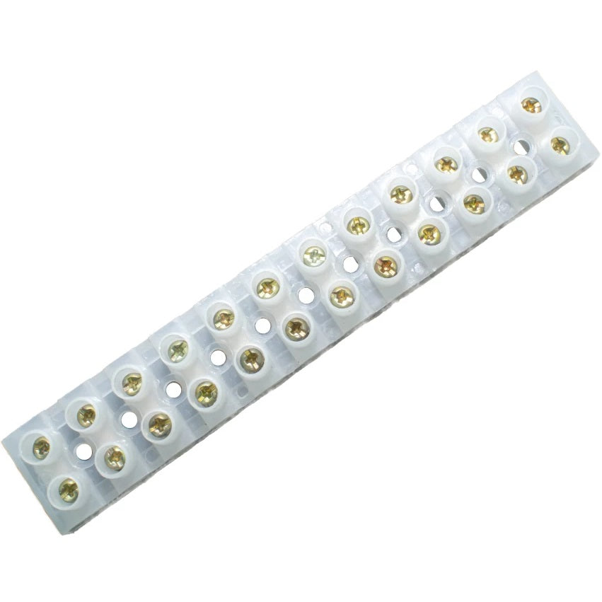 Compact Screw Termina 12-Way White Screw Terminal Strip Dual-Row Type-H Wire Connector Block