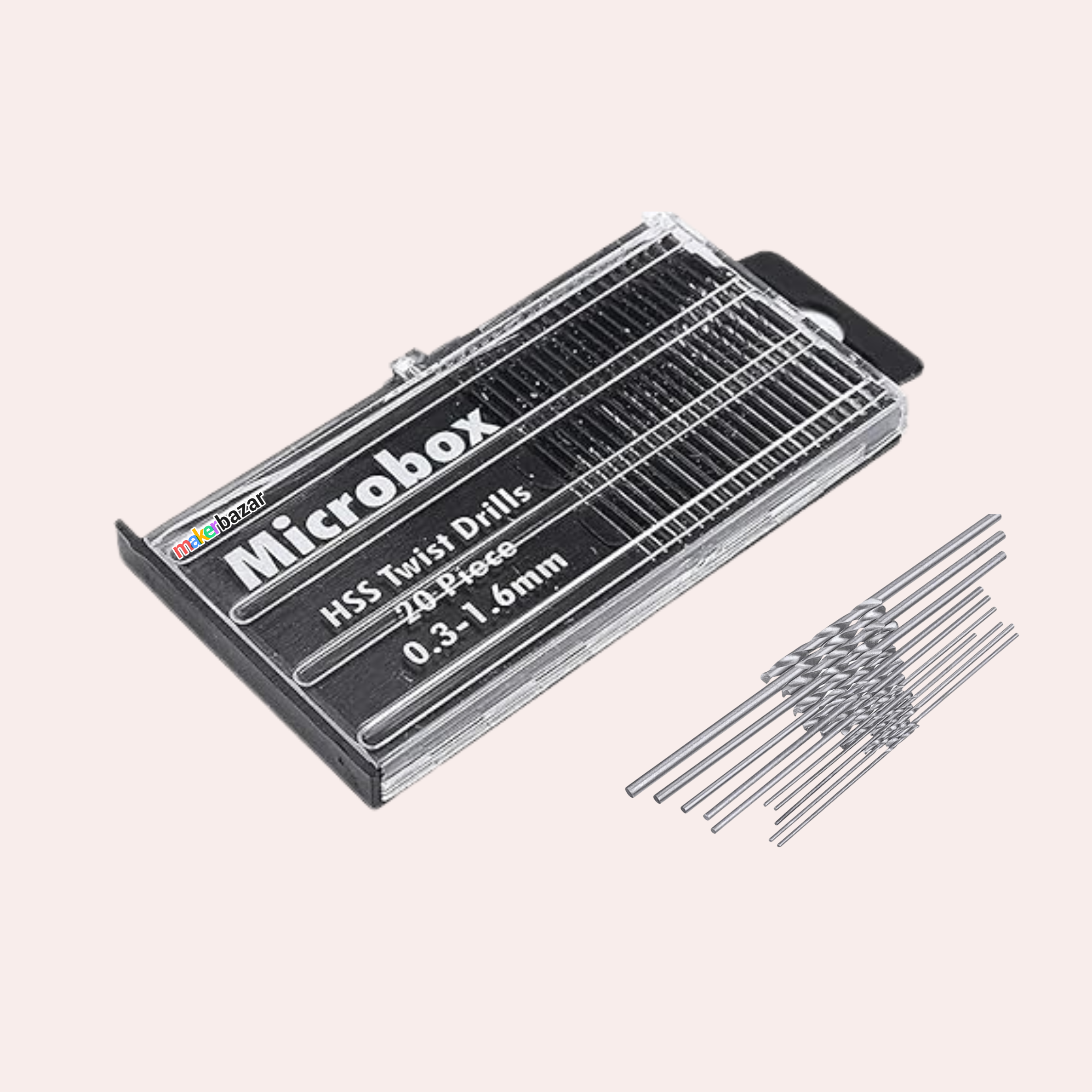 20pcs Micro HSS Twist Drill Bit Set 0.3mm–1.6mm for Model Craft and PCB Drilling