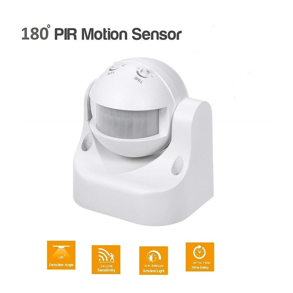 220VAC 180 Degree Wall Mounted PIR Motion Sensor With Adjustable Light