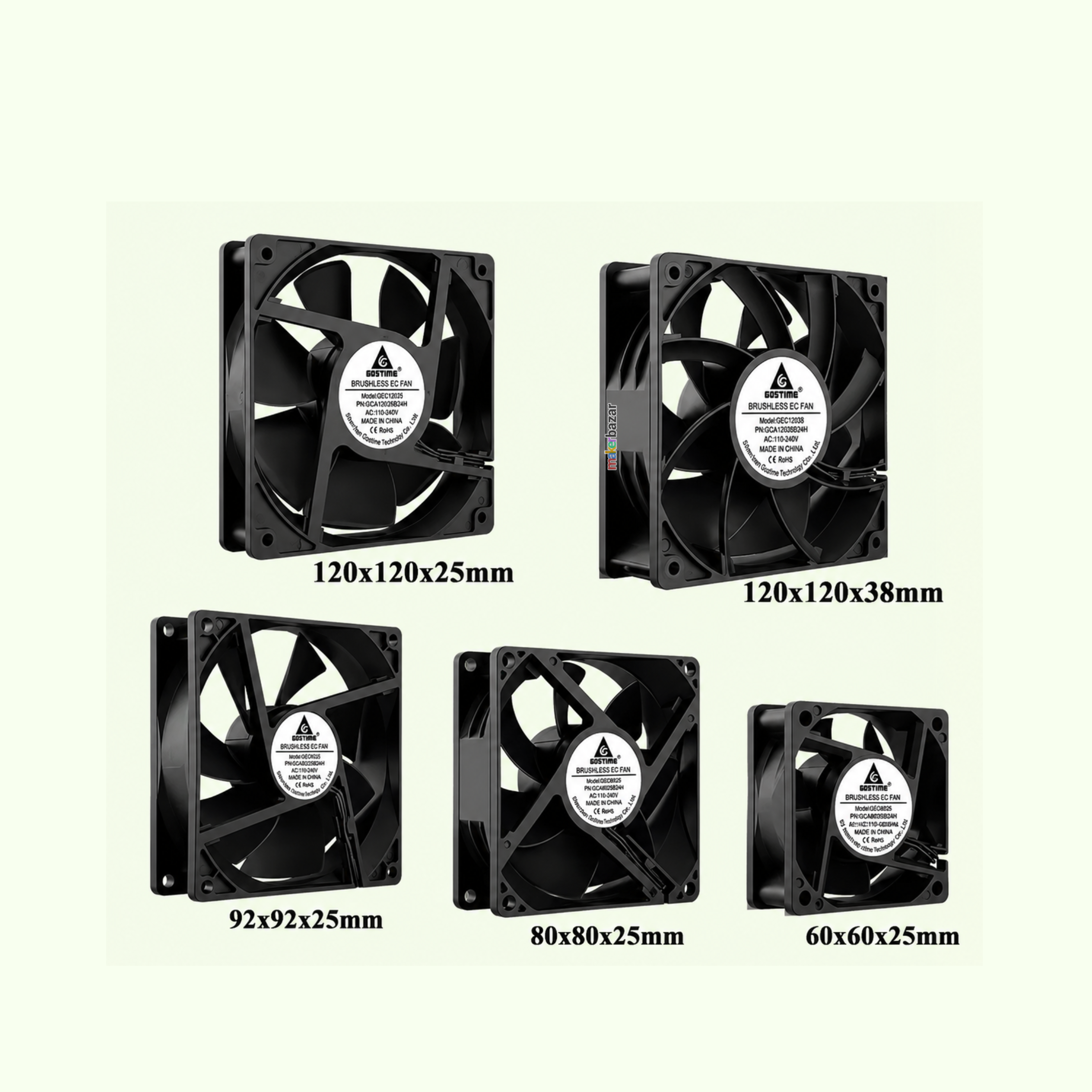 220V AC Cooling Axial Fan with Metal Frame