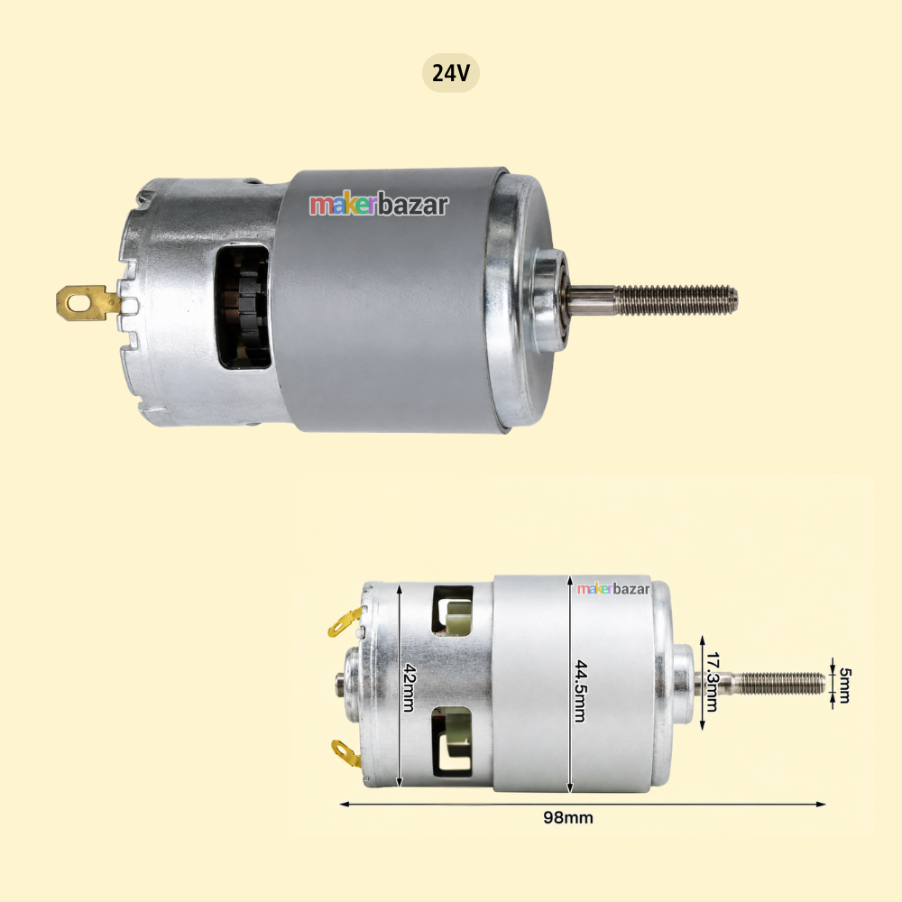 755 DC Motor Full-Threaded Shaft High-Torque with Ball-Bearing