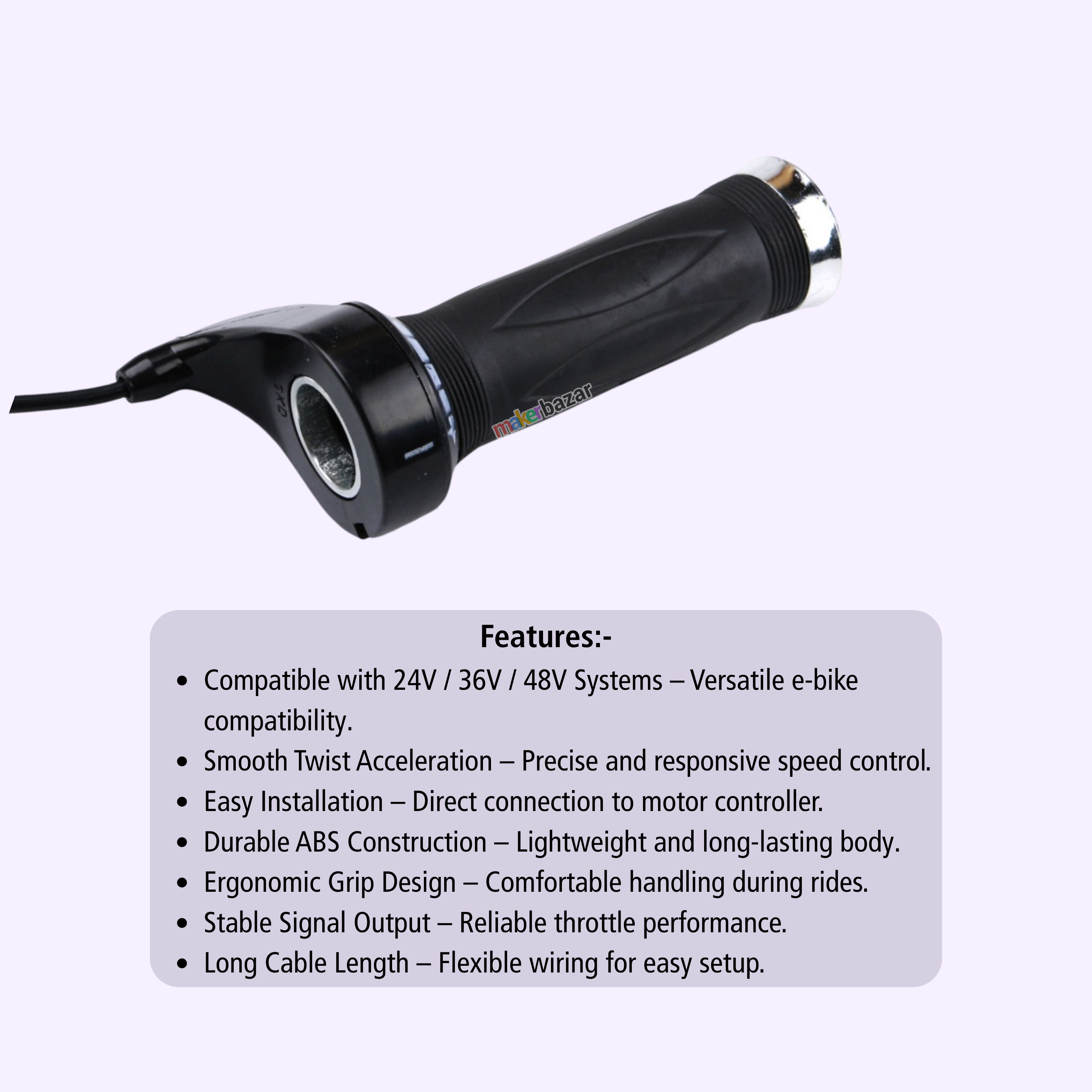 Yalu 24V/36V/48V E-Bike Twist Throttle Grip Accelerator Handle