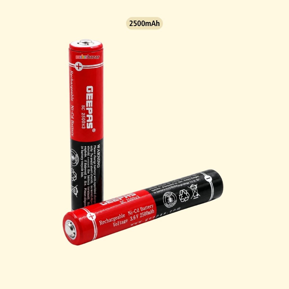 Geepas: 3.6V Size-3SC Cell Rechargeable Battery with Button Top