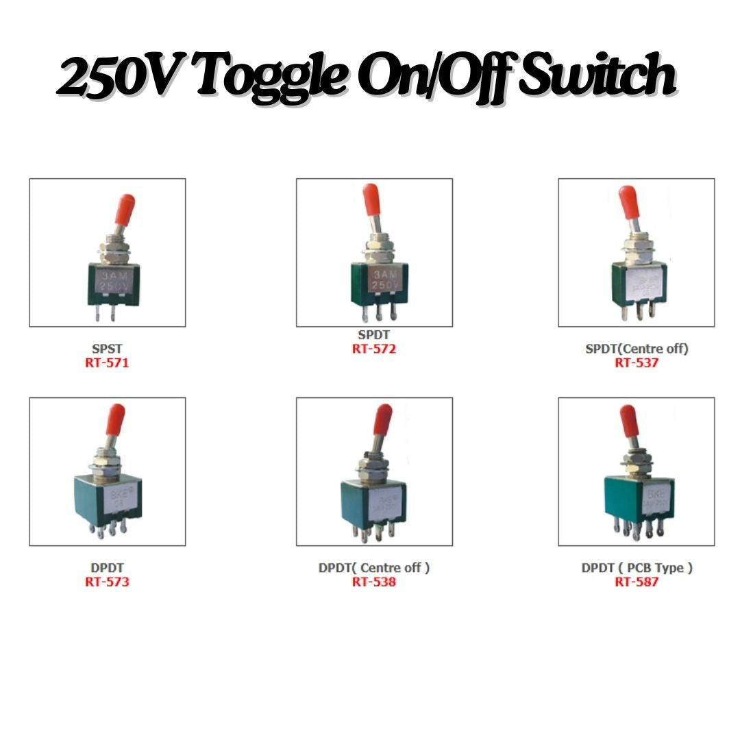 Buy 250V On/Off Circuit Control Toggle Switch | Makerbazar